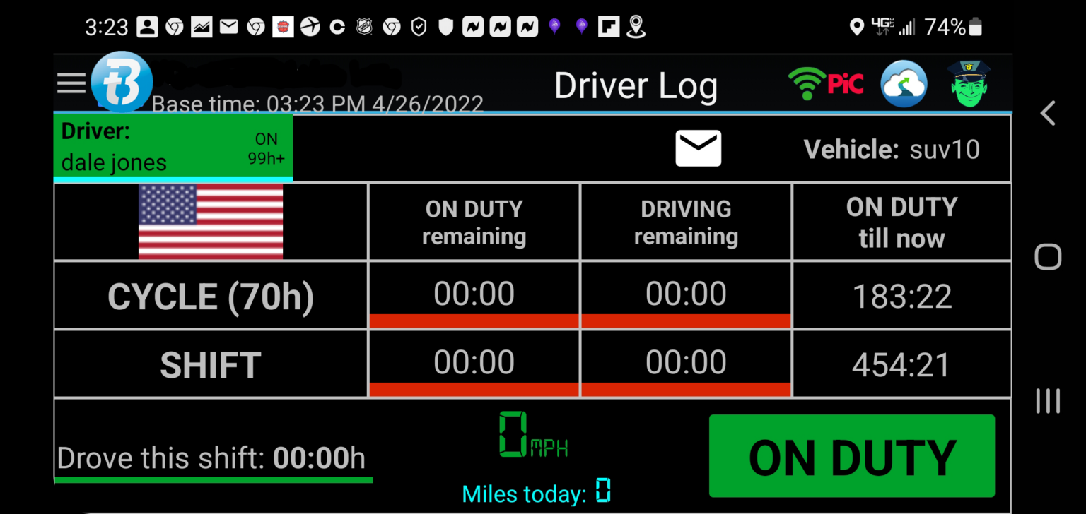 Btracking Driver ELD log