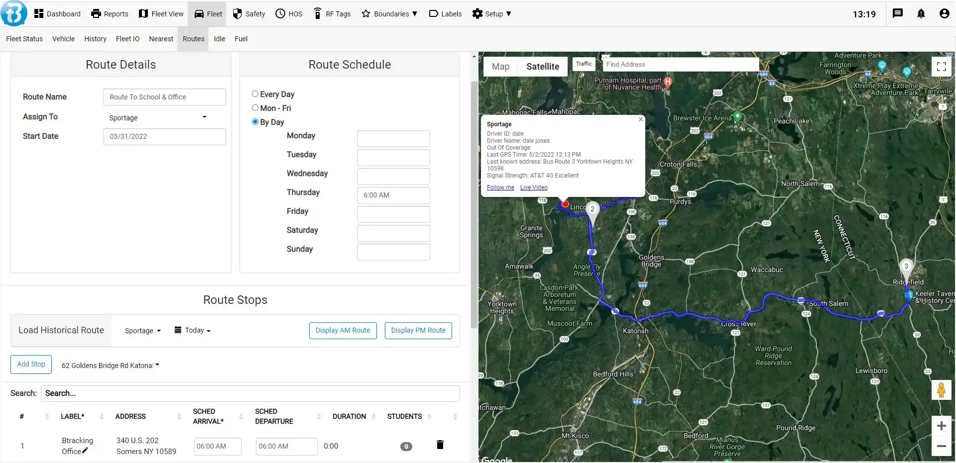 Btracking Route Planning Optimization Dispatch