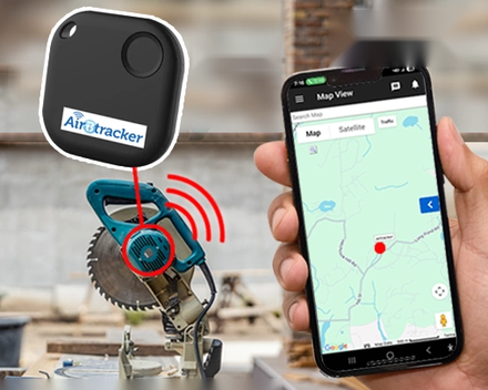 AirTracker Bluetooth tag on a power tool