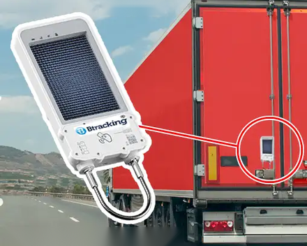 Solar-powered locking tracker on a trailer
