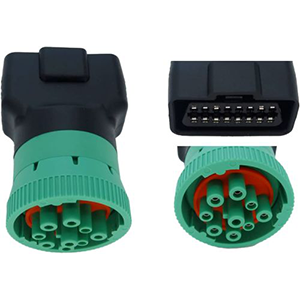 Adapter Plugin Green Type II J1939 9 Pin Male to OBDII 16 Pin Female